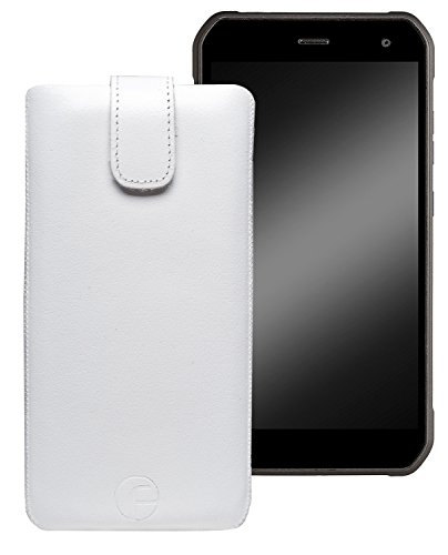 Favory Original Etui Tasche für Cyrus CS40 Leder Etui Handytasche Ledertasche Schutzhülle Hülle Hülle Lasche mit Rückzugfunktion* in Weiss
