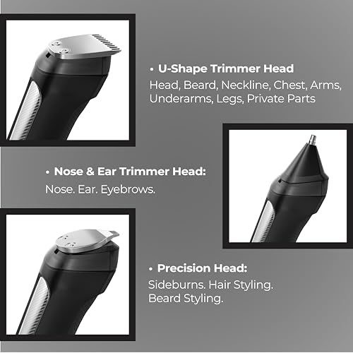 Image of Lifelong All in One Trimmer for Men | 12-in-1 Shaving Kit for Man | Multi Razor Precision Beard, Nose, Body, Private Parts | Full Body Shaver | Best Grooming Gifts | 7Combs | 120Min Runtime | 9000RPM