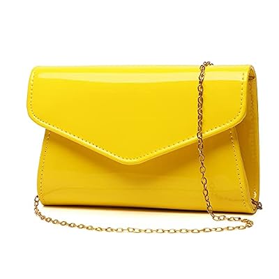 Patent Leather Envelope Clutch Womens Evening Handbag Stylish Shoulder Bag Borsa per Natale Wedding Party Prom (Giallo 916)