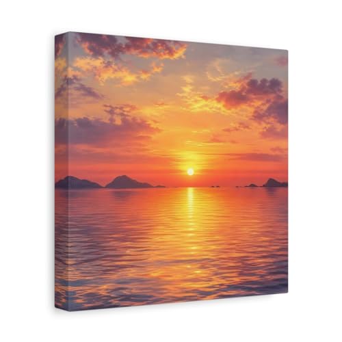 Toile nature coucher de soleil orange pour habiller un mur vide
