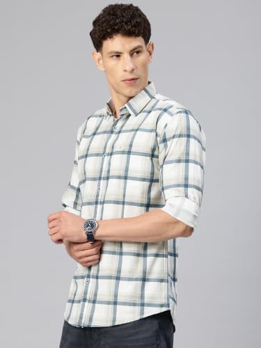 Image of Majestic Man Comfort Slim Fit Pure Cotton Checked Casual Shirt