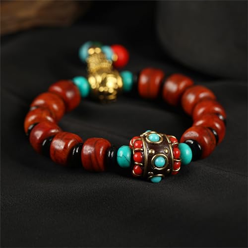 Cadena de muñeca verde turquesa elástica espiritual cuentas 4