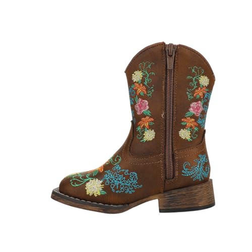 ROPER Toddler Girls Bailey Floral Square Toe Casual Boots Mid Calf - Brown - Size 8 M3