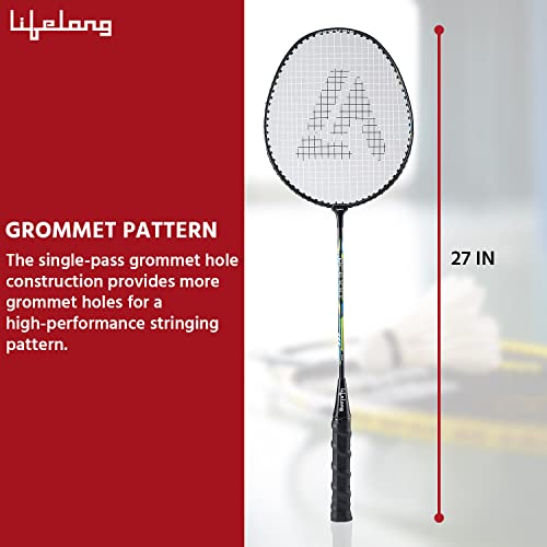 Image of Lifelong Badminton Racquets ACE100 Aluminium Pair (LLBDR21, Black)