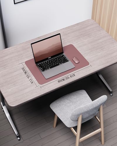 Image of YSAGi Double-Sided Desk Mat, Eco Cork & Leather Desk Protector, Large Mouse Pad & Writing Pad for Office & Home (23.6 inchx13.7 inch, Cork + Dark Pink)