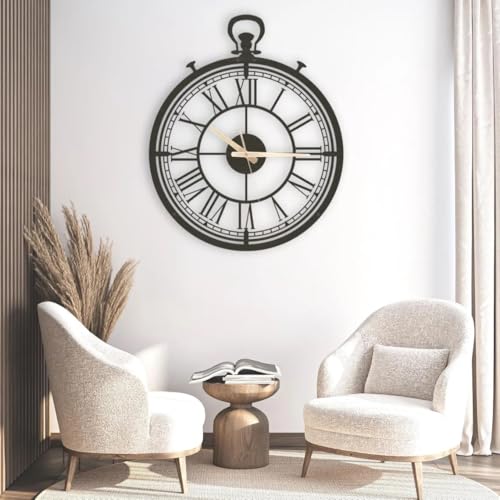 Image of Stylish Metal Analog Wall Clock for Living Room, Bedroom, Office, Kitchen, Home and Hall | Antique Fancy Big Size Modern Wall Watch for Home Decor (DA-230, 40 CM)
