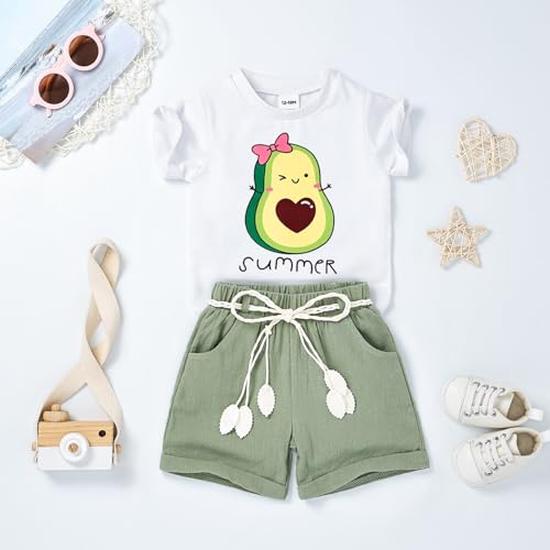 Baby Girl Clothes Summer Short Set Infant Toddler Girls Outfit T-shirt Linen Shorts with Belt Cute Clothes Set2