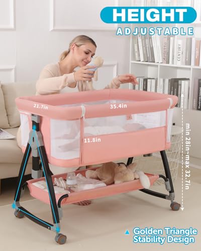 image for wayfong Bedside Bassinet for Baby, 3 in 1 Breathable Mesh Baby Bassine