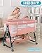 Bedside Bassinet for Baby, 3 in 1 Breathable Mesh Baby Bassinet, 6 Height Adjustable, Easy to Assemble, Bassinet Bedside Sleeper with Wheels, Mosquito Net, Storage Basket, Bassinets for Newborn Baby