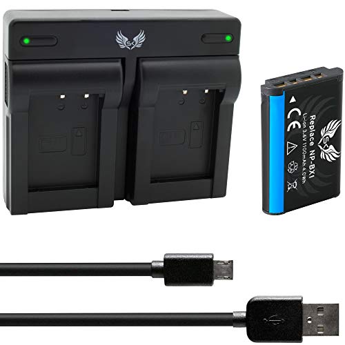 SK Akku Ersatz für Sony NP-BX1 1100mAh + Dual Charger Sony ZV-1 II ZV-1 / Cyber-Shot DSC RX1R II RX100 I II III IV V VI VII - CX647 H400 - WX500