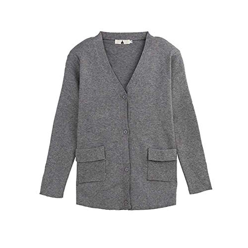 YANGPANGZI Cárdigan de Punto con Bolsillo Doble Perezoso de otoño para Mujer de Talla Grande