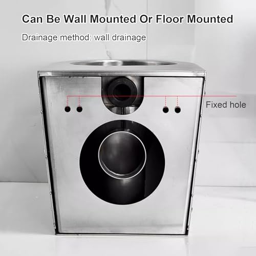 Inodoro comercial de acero inoxidable 304, inodoro de doble descarga para baños con tanque de agua embebido, capacidad de tanque de descarga sifónica de 6L, para hogar, escuela, centro comercial miniatura 6