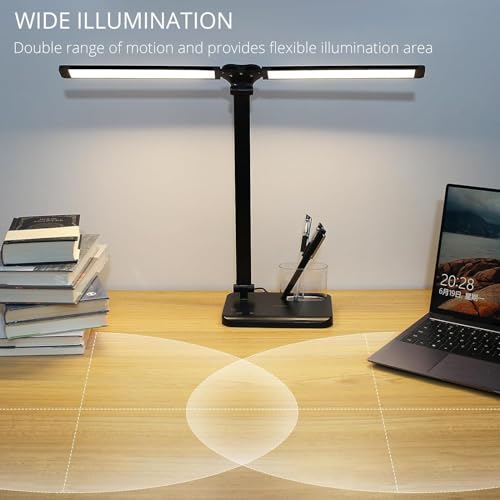 iVict Dual Swing Arm LED Desk Lamp, 5 Modes Touch Control Brightness Levels Desk Light with 45-Minute Auto-Off Timer - Image 4