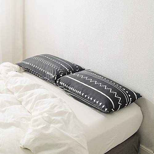 Susybao 100% Cotton Pillowcases King Size Set Of 2 Black Aztec Geometric Bed Pillow Covers Envelope Closure End Pillow Protectors Luxury Quality Soft Breathable Comfortable Easy Care, 20 In X 36 In #TOP1