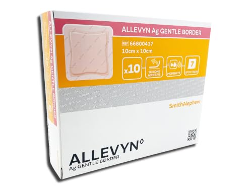 Smith+Nephew ALLEVYN Gentle Border Ag 10x10 cm | Przeciwdrobnoustrojowy Opatrunek Piankowy ze Srebrem | Silikonowy | 10 Sztuk