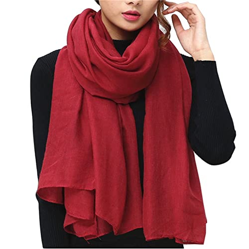 WKTRSM Bufandas Mujer Invierno Estolas Elegantes Fulares Moda Larga Grandes Suave Chales Mantón para Primavera Otoño Invierno 180cm * 130cm (Vino Rojo)