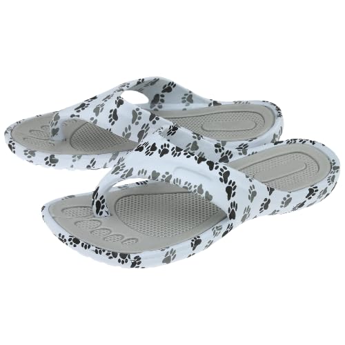 GreaterGood Walking Paws Flip Flops Colorful Lightweight Durable Cushioned Contoured Non Slip Textured Footbed Comfortable Beach Sandals for Women