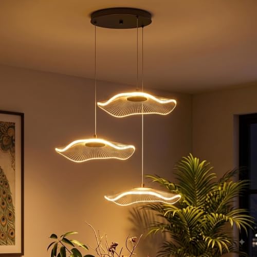Image of Lamp master 3 Wave Chandelier Modern Hanging Pendant Lights Warm White Ceiling Lamp for Living Room Bedroom Dining Area Kitchen Cafe Decorative Designer Ceiling Light | Acrylic | 1 Year Warranty