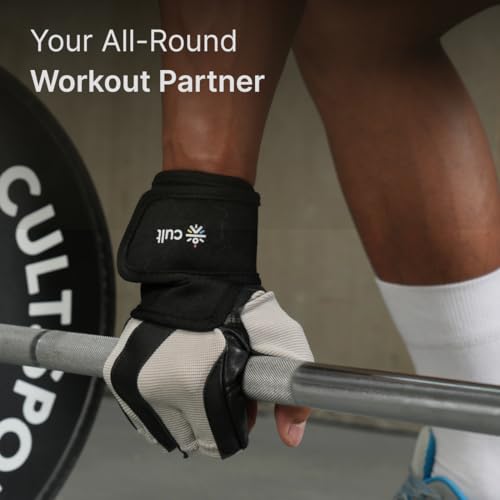 Image of CULT Fitness Training Gloves for Men & Women - Premium Grip Unisex Workout Gloves with Breathable Lycra & Half-Finger Design - Durable, Anti-Slip, Sweat-Absorbent Gym Gloves - Beige