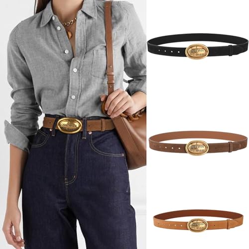 Metal Oval Buckle Waist Belt For Dress Pants Eye Catching Thin Belt For Women Girl All Matching Waistband For Daily Use2