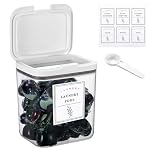 TOLIDA 2L Clear Laundry Pods Container with White Push Up Lid - Automatic Pop-Up Washing Pods Holder, Large Capacity Storage Organizer for Bath Bombs, Scent Booster, Kitchen Food Storage Container
