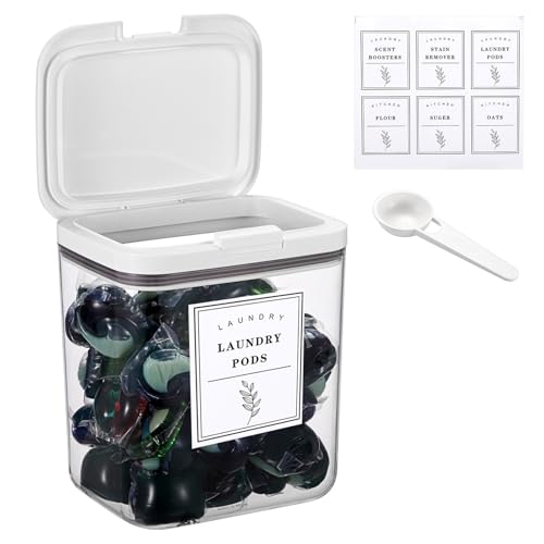 Support dosettes de lavage et perles de parfum avec récipient lessive transparent 2L - 2