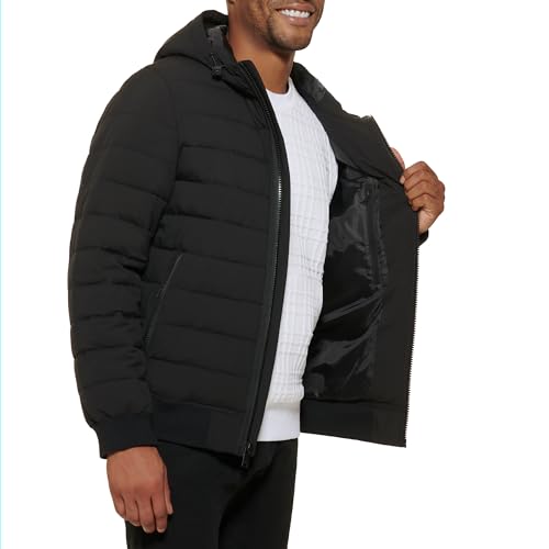 DKNY Men's Quilted Performance Hooded Bomber Jacket3