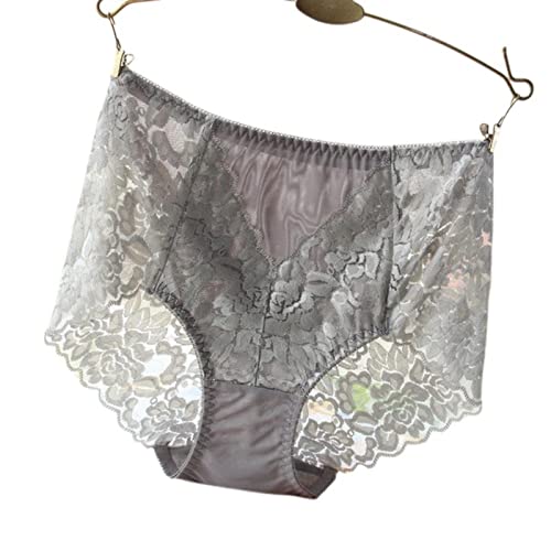 Culotte haute en dentelle transparente lot de 3 slips en maille grise taille M