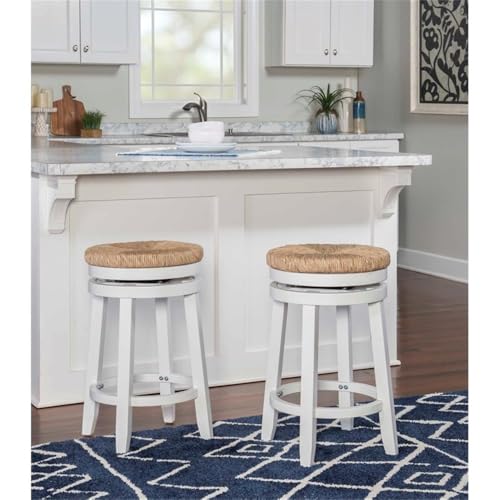 Powell Furniture Linon Morgan 25.5\" Wood Counter Stool in White