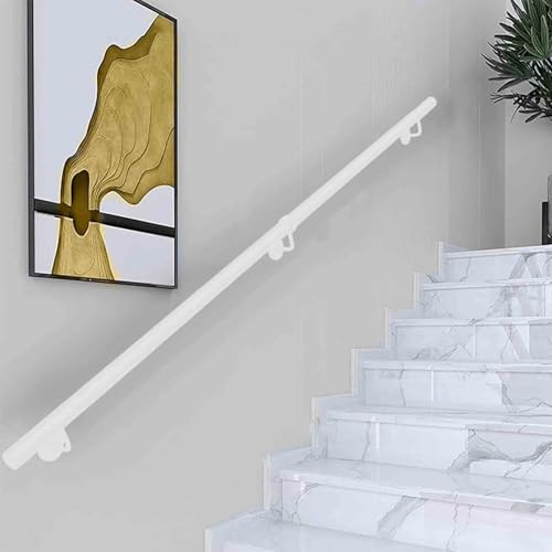 Main courante blanche fixation murale 400cm et rampe escalier rond