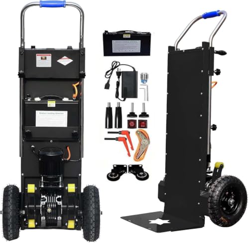 Elektrische Sackkarre mit Gummiketten, 1250W Elektrische Treppensteiger mit Treppen & Abstiege, 410KG Tragfähigkeit, 3 Modus klappbare Schwerlast-Treppensteiger Sackkarre für Umzug (Schwarz+Silber)