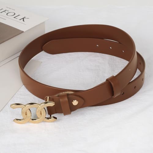 Image of Aurolran Women's Leather Belt with Buckle - Ideal for Dresses, Jeans, and Coats