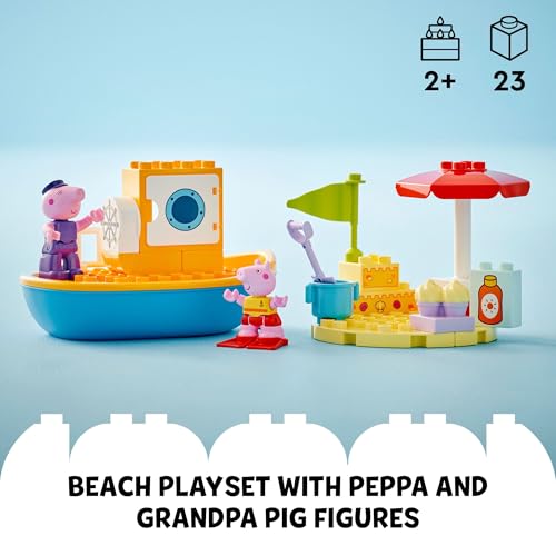 Image of LEGO DUPLO Peppa Pig Boat Trip Bath Toy, Building Block Learning Set for Preschool Kids with 2 Peppa Pig Figures Included, Water Toy Gift Idea for Toddlers Ages 2 and Up, 10432