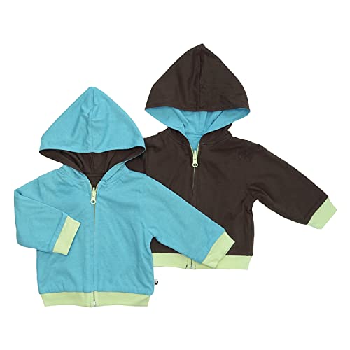 Babysoy Baby & Tot Boy Reversible Zipper Hoodie Jacket Ocean 6-12 Months