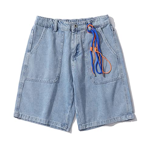 Short en jean homme coupe droite ample short en denim fin grandes poches