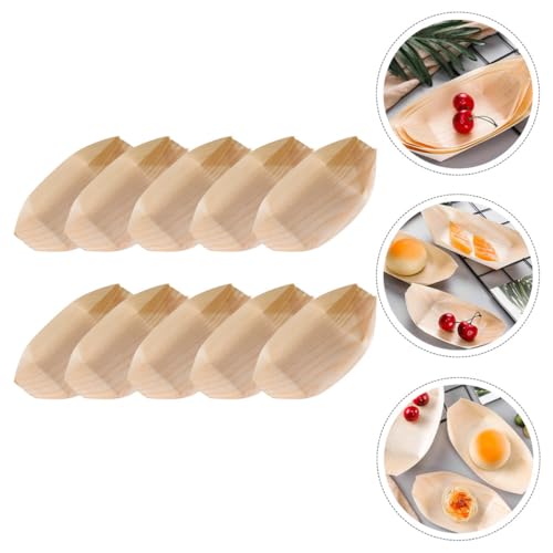 Platos de postre con forma de barco de madera 60 piezas miniatura 4