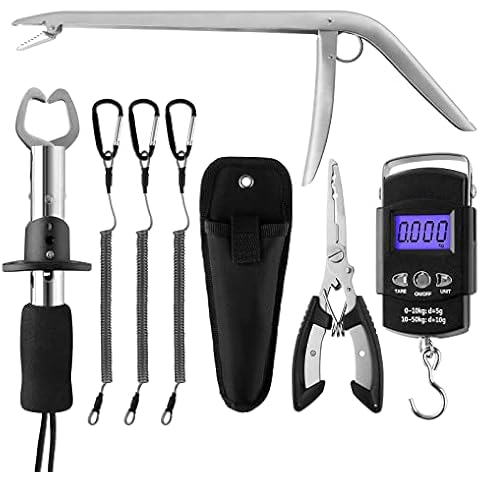 mouhike Fishing Tool Kit Fishing Pliers, Fish Lip Gripper, Fishing Hook Remover, Handheld Digital Fishing Scale, Ice Fly Fish Pliers Fishing Gear Accessories Fishermen Gift (Battery Not Included) Cover