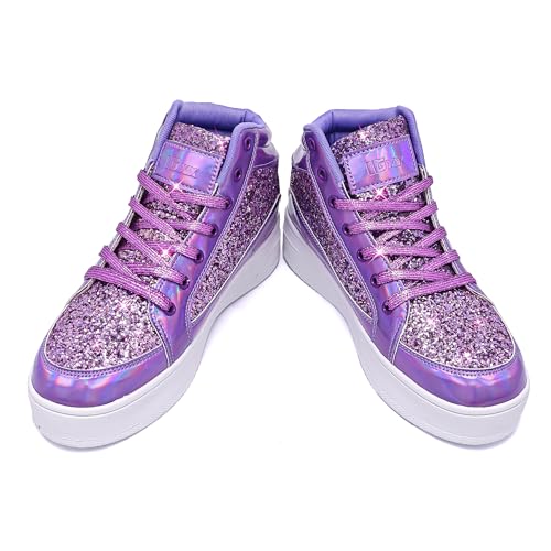IGxx Womens Platform Glitter Shoes Black High Top Sparkly Sneakers Shiny Fashion Bling Dressy Sequin Metallic Sneakers Disco Wedding Shoes2