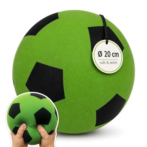 alldoro 63104 Palla in schiuma, 20 cm, 153 g, verde, con disegno di calcio per bambini a partire dai 18 mesi, in casa e all'aperto