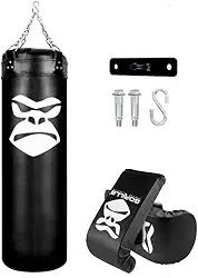Kit Boxe Saco de Pancada 100 cm + Luva Bate Saco Muay thai + Suporte de Teto em Aço Zincado Gorilla