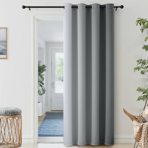 Image of SimpleHome Ombre Room Darkening Curtains 84 inches Length for Bedroom,Grommet Gradient Light Blocking White to Grey Window Curtain for Living Room,1 Panel, 52x84 inches
