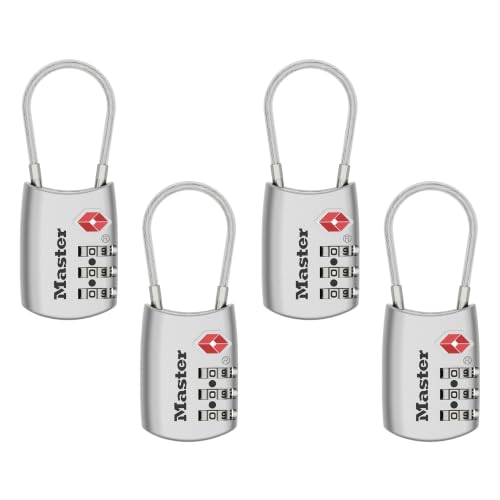 Image of Master Lock Set Your Own Combination TSA Approved Luggage Lock, Silver, 4 Pack, 4688SLVEC4