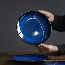 Authentic Kintsugi Bowl with Genuine 24K Gold, Kintsugi Pottery,Handcrafted Japanese Wabi Sabi Zen Decor, Deep Blue Ceramic, Healing and Resilience Gift