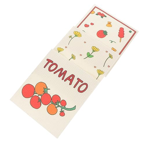 HOMOCONO 3pezzi Panni Per Lavare Piatti Microfibra Assorbente Asciugamani Da Cucina Multiuso Per Pulizia Colori Vivaci Fragola