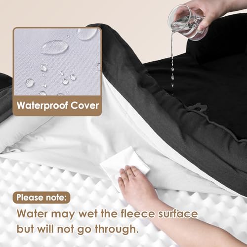 Image of EHEYCIGA Orthopedic Dog Bed for Small and Medium Dogs, Waterproof Memory Foam With Sides, Non-Slip Bottom, Egg-Crate Foam, Washable Removable Cover, Black