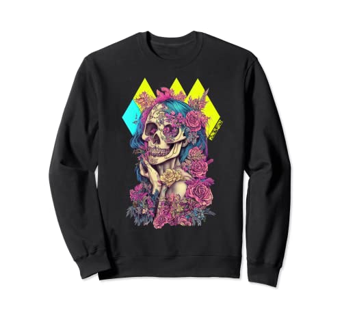 Image of Lady Death Macabre Punk Skull with Roses Sweatshirt