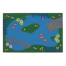 Carpets for Kids KID$Value Plus 96.06 Tranquil Pond Playroom Rug Primary Colors 8ft x 12ft Rectangle Blue