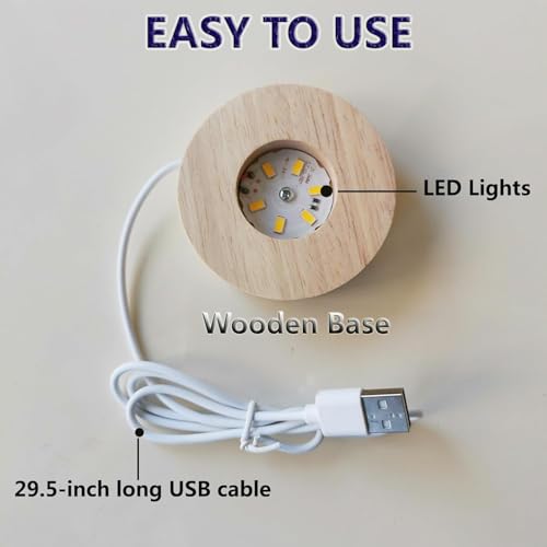 Image of UCRAVO LED Cristal Ball Lamp | LED Dolphin 3D Crystal Ball Night Light | Glass Ball Illuminated with Wooden Base | USB Charging Lamp for Bedroom | Home Decor & Gift with Soft Ambient Lighting