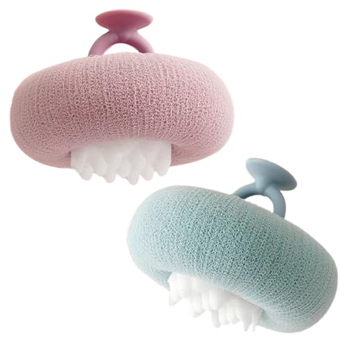 Esponjas De Ducha Con Diseño De Girasol | Esponja Exfoliante 2 En 1 Para La Ducha | 2 Piezas con Bola Exfoliante de Malla para Mujeres Hombres Niños Baño Post-Entrenamiento Gimnasio Viaje Hogar Hotel
