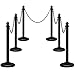 Goplus 6pcs Plastic Stanchion Set, Safety Stanchion Barrier Posts Queue Line Pole with 40” Link Chain & C-Hooks, Outdoor and Indoor Crowd Control Barriers, Easy Connect Assembly